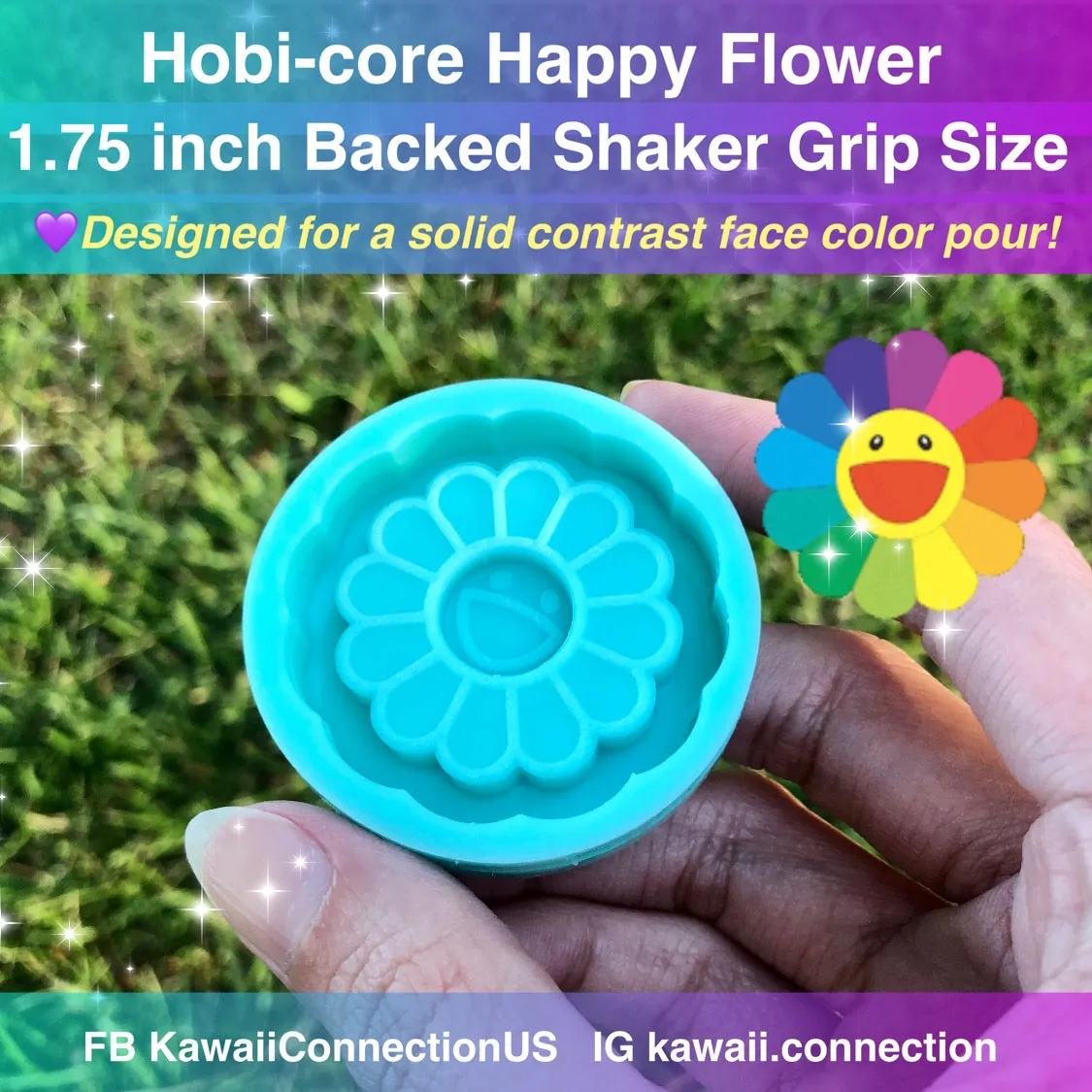 1.75 inch BTS Hobi J-Hope Happy Flower (designed for a solid face color resin pour aka less painting!) Phone Grip Size Silicone Mold