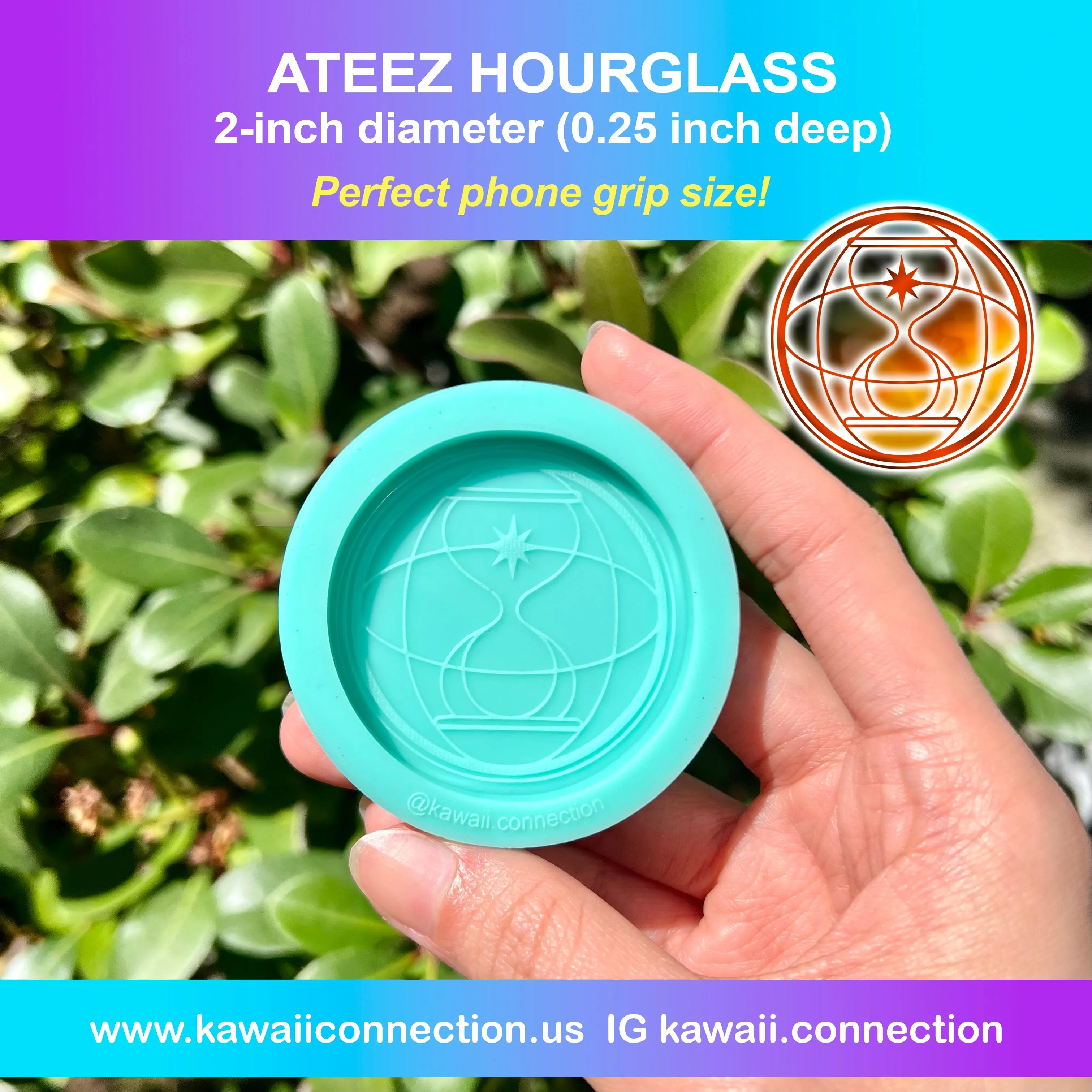 2-inch (0.25 inch deep) Ateez - 2 Design Options - K-Pop Group Silicone Mold for Resin Phone Grips or Magnets
