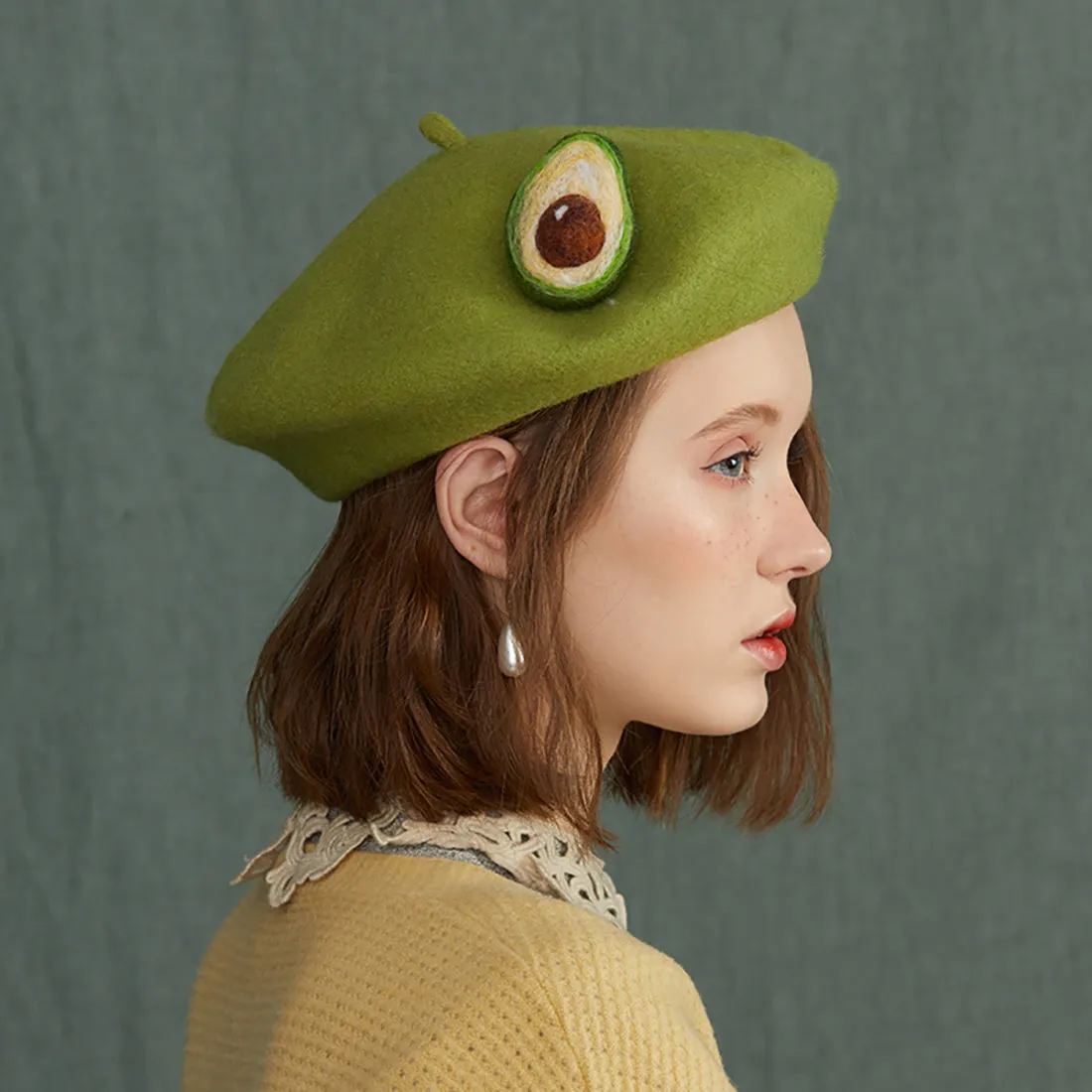 Avocado Green Handmade Beret