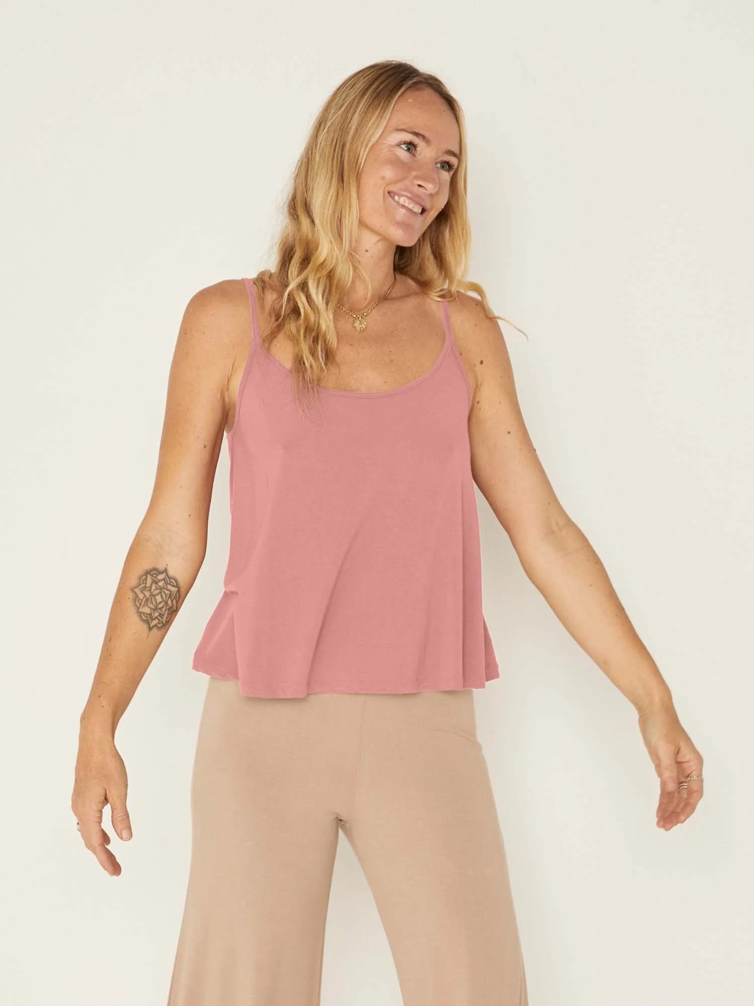 Bamboo Swing Singlet - Pink Clay