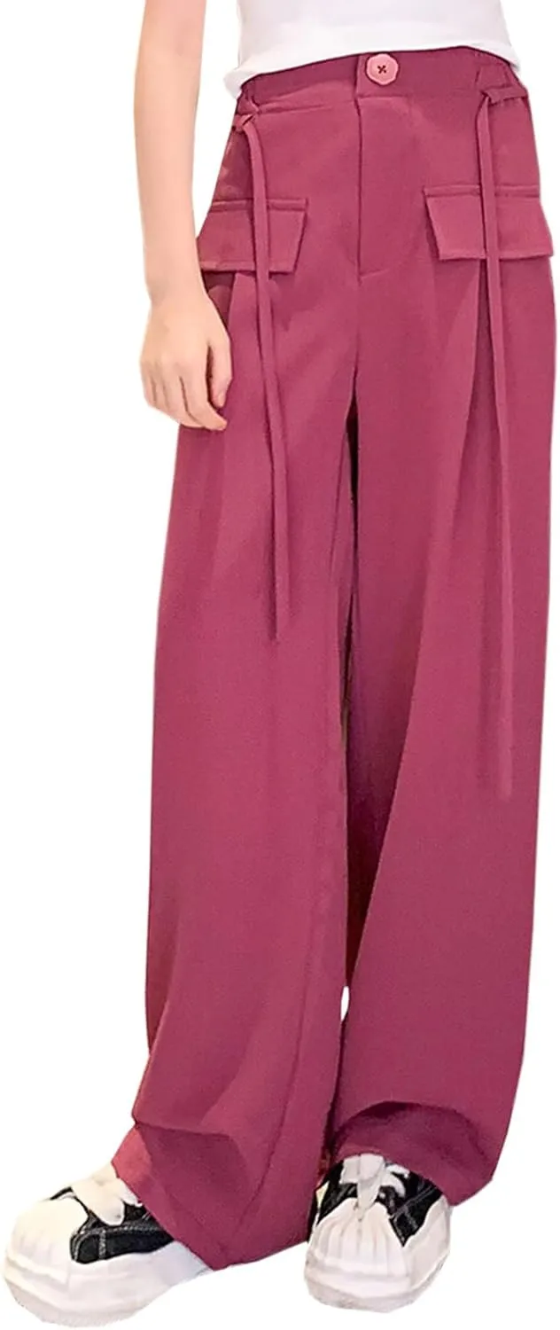 Betusline Girls' High Elastic Waist Wide Leg Pants, 3 Years - 13 Years