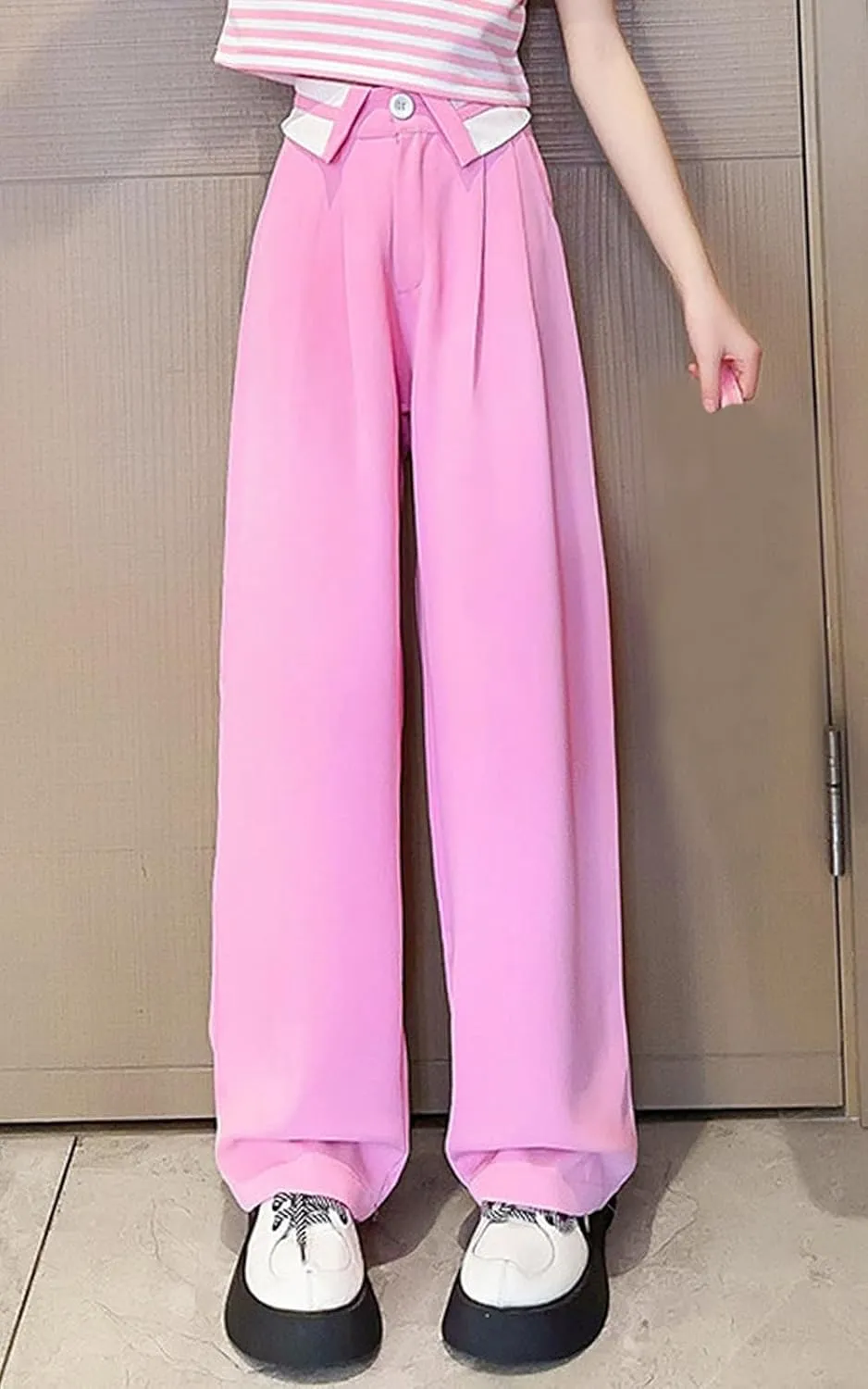 Betusline Girls' High Elastic Waist Wide Leg Pants, 3 Years - 13 Years