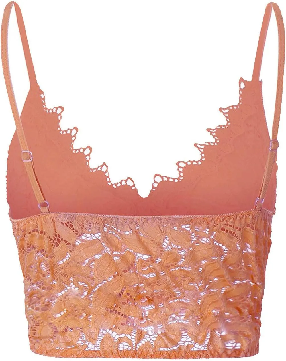 Binmer Lace Bralettes for Women Spaghetti Strap Tank Top Wireless V Neck Crop Top Adjustable Lingerie Slim Basic Camisole