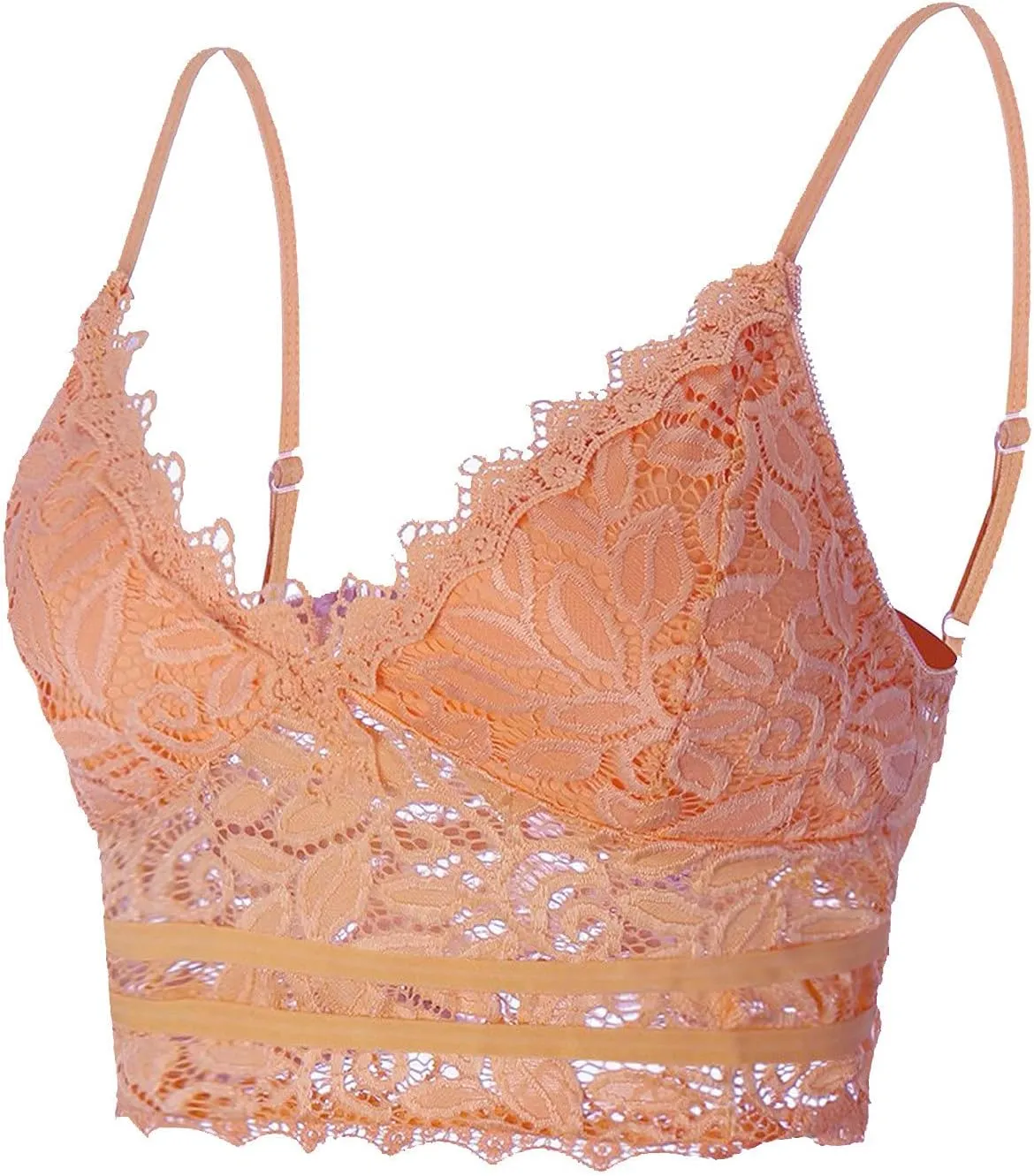 Binmer Lace Bralettes for Women Spaghetti Strap Tank Top Wireless V Neck Crop Top Adjustable Lingerie Slim Basic Camisole