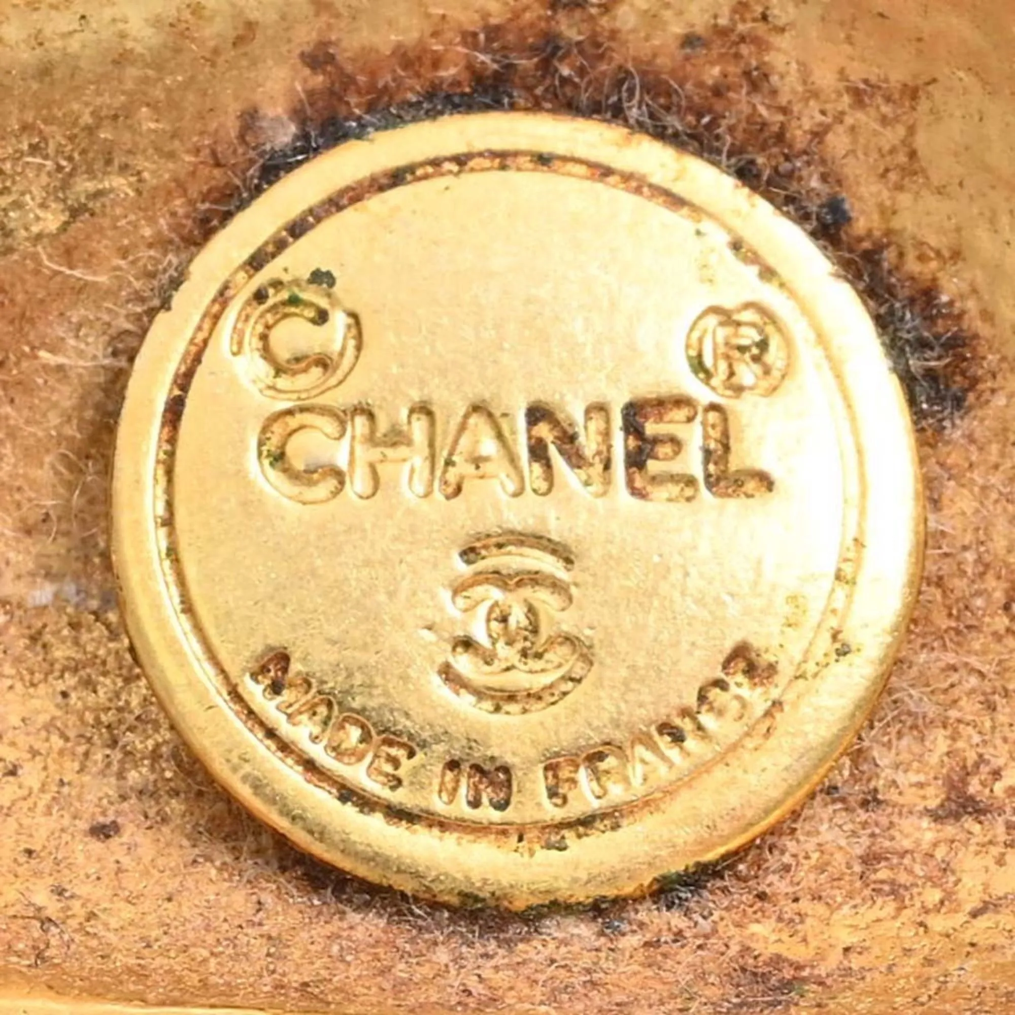 CHANEL Beret Motif Ribbon Brooch Gold Women's