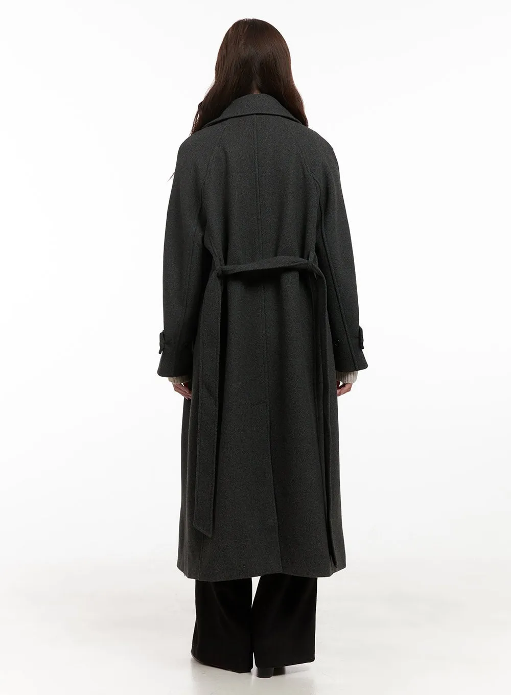 Collared Long Wool Blend Trench OD403