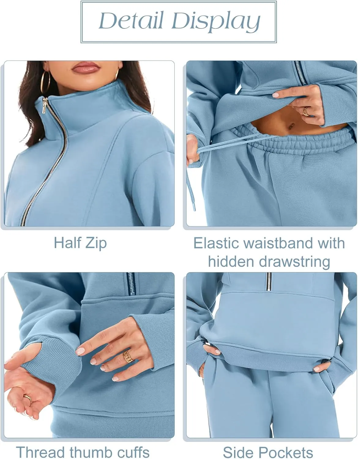 Eisctnd Womens Fleece 2 Piece Sweatsuit Lounge Set Long Sleeve Sweatshirt Jogger Pants Tracksuit Sweatsuit 2025 Fall Sets