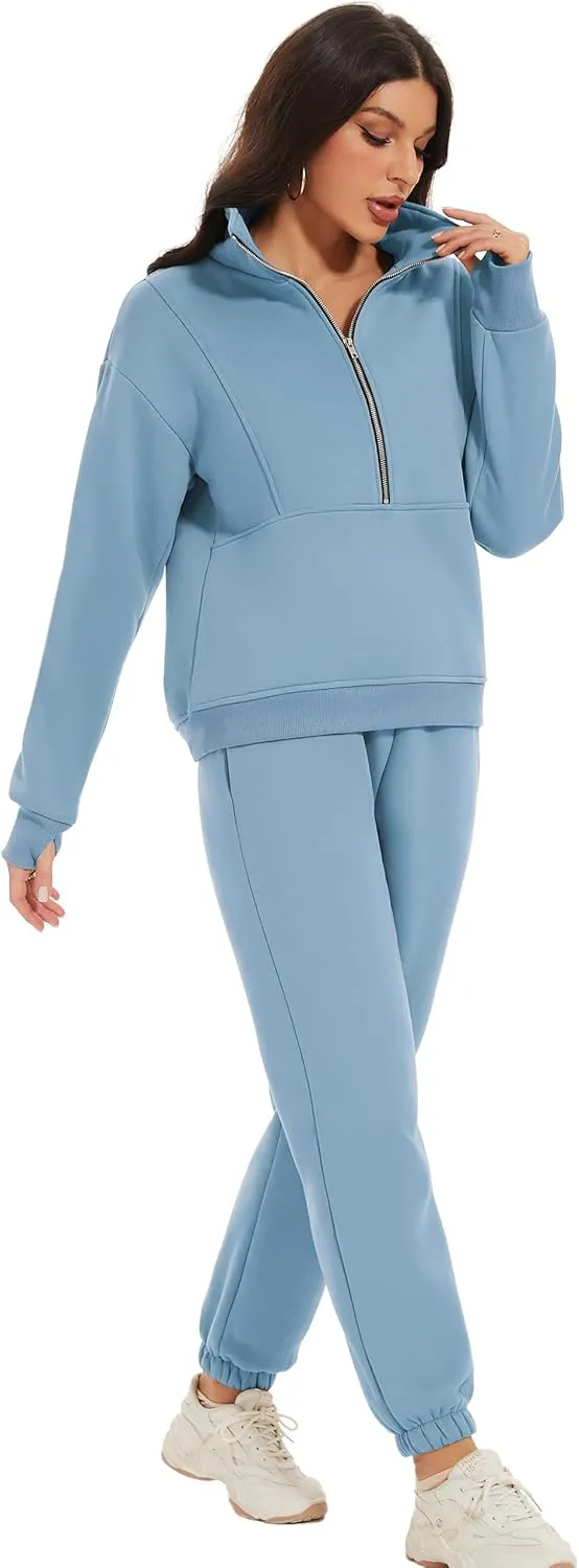 Eisctnd Womens Fleece 2 Piece Sweatsuit Lounge Set Long Sleeve Sweatshirt Jogger Pants Tracksuit Sweatsuit 2025 Fall Sets