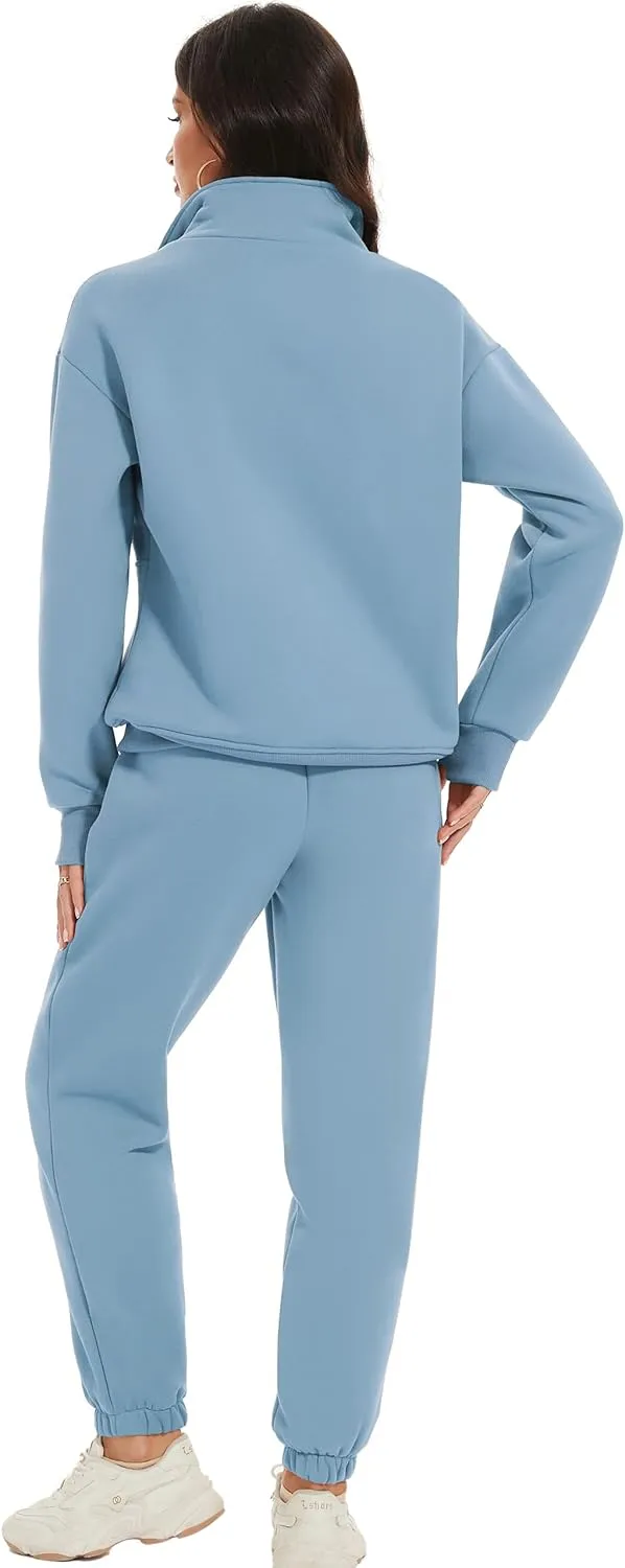 Eisctnd Womens Fleece 2 Piece Sweatsuit Lounge Set Long Sleeve Sweatshirt Jogger Pants Tracksuit Sweatsuit 2025 Fall Sets