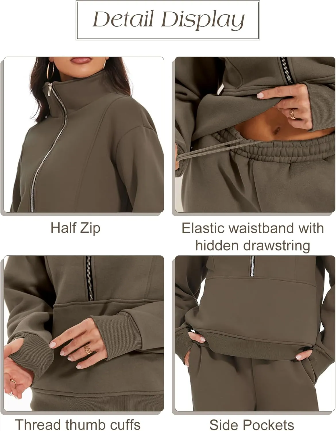 Eisctnd Womens Fleece 2 Piece Sweatsuit Lounge Set Long Sleeve Sweatshirt Jogger Pants Tracksuit Sweatsuit 2025 Fall Sets