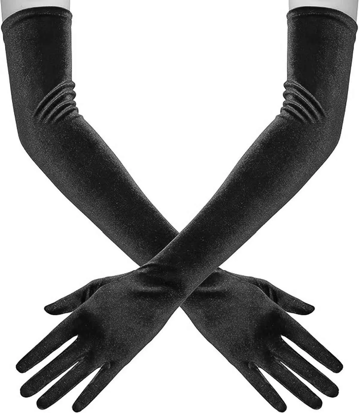 Fancydresswale Long Velvet Elbow-Length Gloves for Women – Opera-Style Satin Gloves, Black Bridal Gloves for Weddings, Flapper Party & Evening Wear Accessories
