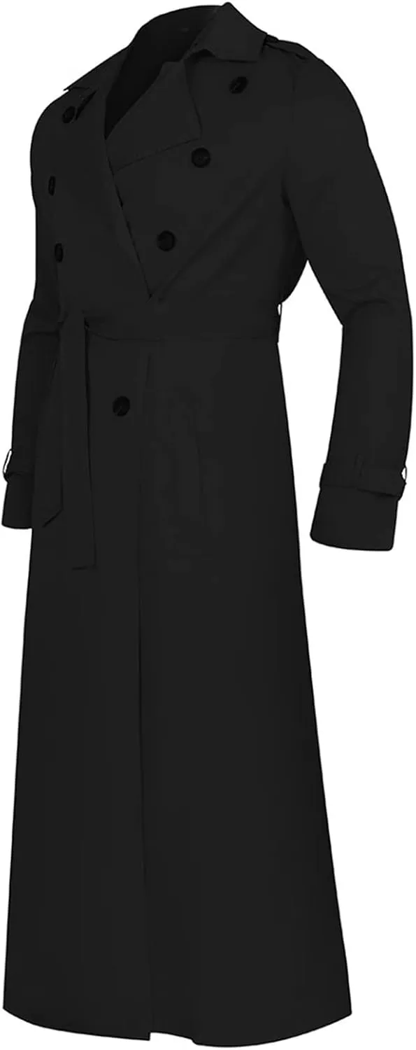 FONMA Trench Coat Men Winter Slim Coat Trench Lapel Long Jacket Double Breasted Coat Soft Elegant windbreaker