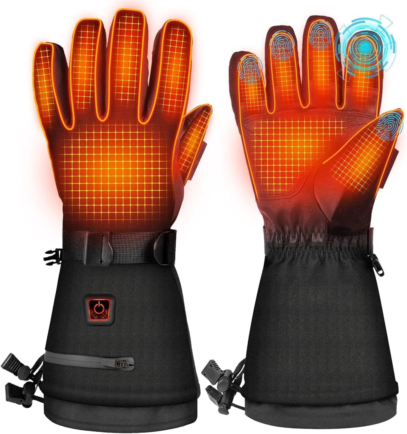 Heated Gloves for Men Women 7.4V 22.2Wh Battery Rechargeable Warming Gloves Full Touchscreen Waterproof Electric Ski Winter Gloves for Outdoor Skiing Hunting Hiking