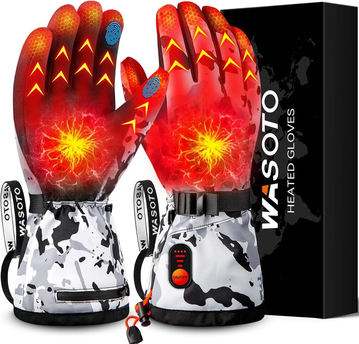 Heated Gloves for Men Women with 7.4V 22.2WH Rechargeable Battery Waterproof Heated Ski Gloves for Motorcycle Working Hunting Hiking Camping Walking Arthritis Raynaud Skiing