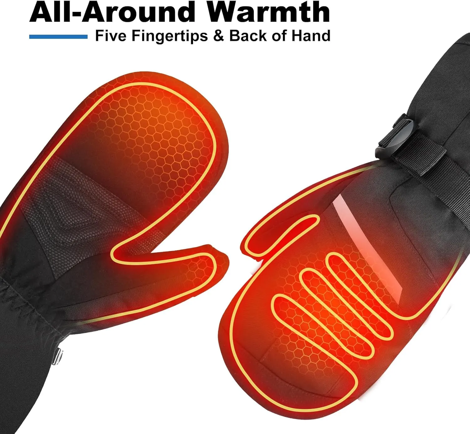 Heated Gloves - Unisex Winter Ski Gloves with Rechargeable Electric Heating for Skiing, Snowboarding, Snow Hiking, Hunting & Outdoor Activities
