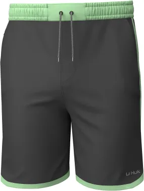 HUK Men's Long Caye Boardshort, 8" Fishing Board Shorts with Zipper Pockets