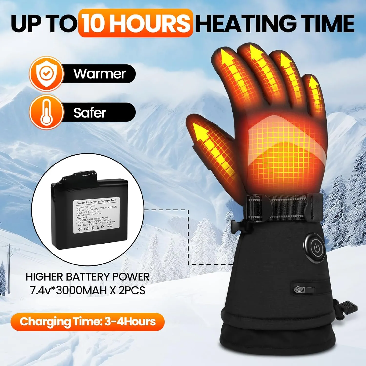 MADETEC Heated Gloves for Men Women,7.4V 22.2Wh Rechargeable Battery Electric Heated Gloves,Full Touchscreen Waterproof Ski Winter Gloves for Outdoor Skiing Hunting Hiking
