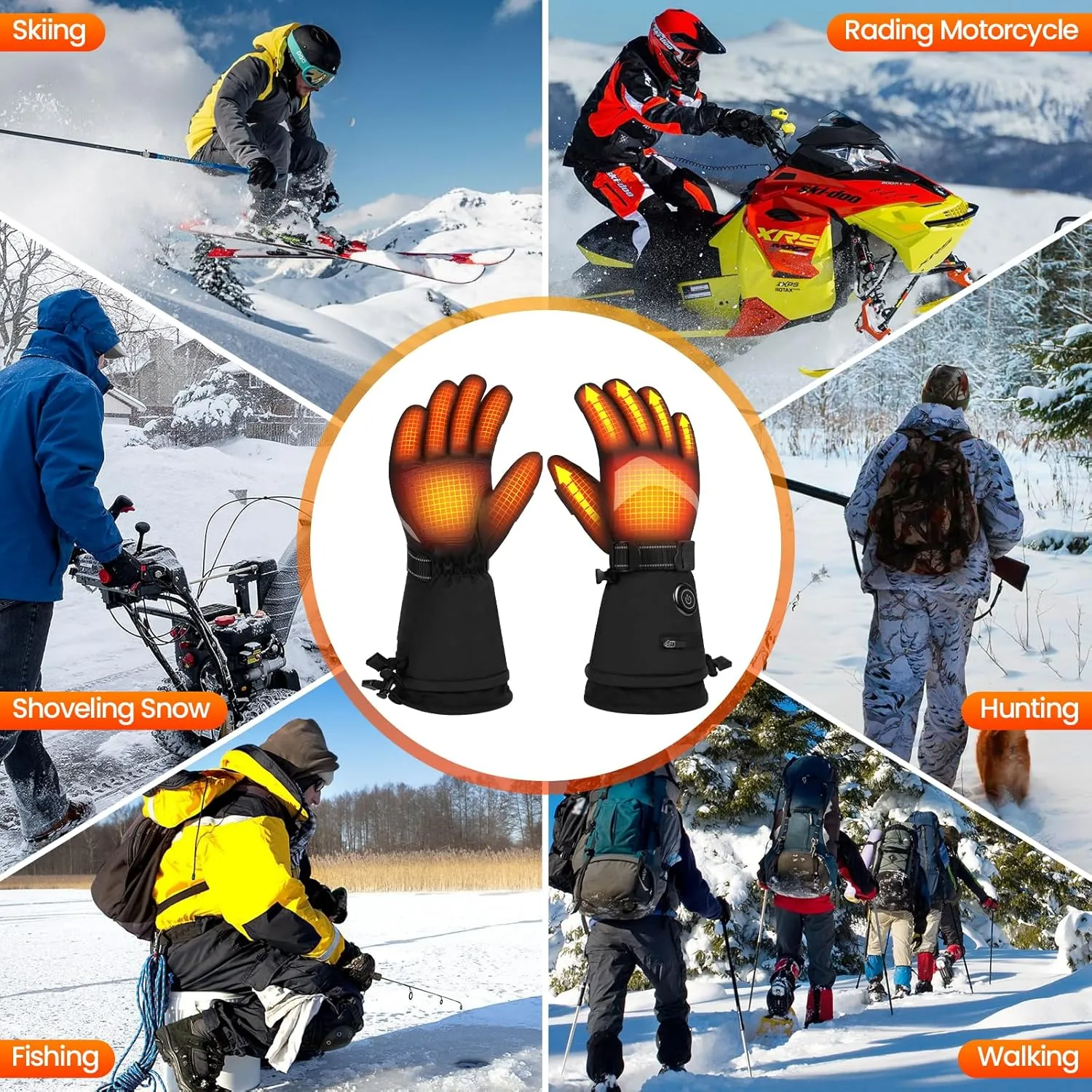 MADETEC Heated Gloves for Men Women,7.4V 22.2Wh Rechargeable Battery Electric Heated Gloves,Full Touchscreen Waterproof Ski Winter Gloves for Outdoor Skiing Hunting Hiking