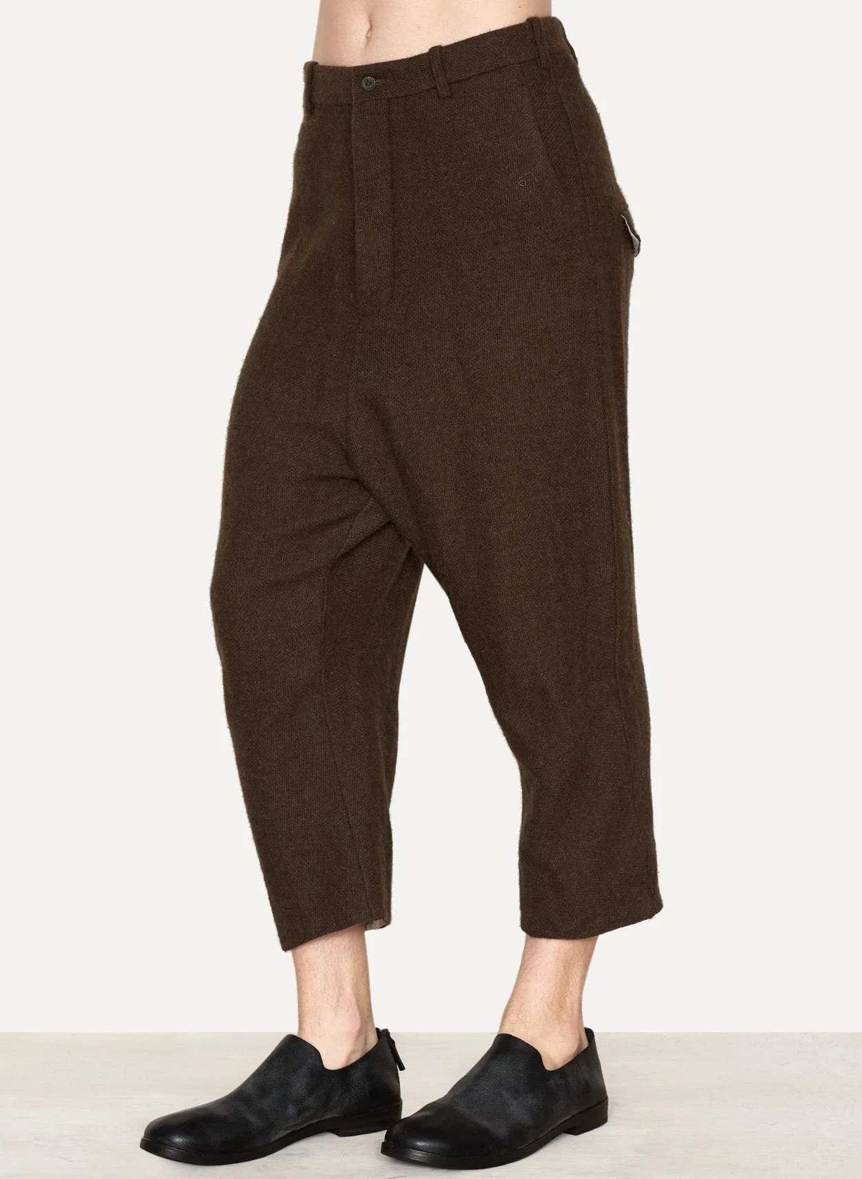 Marron Linen Alpaca Tailored Baggy Pants