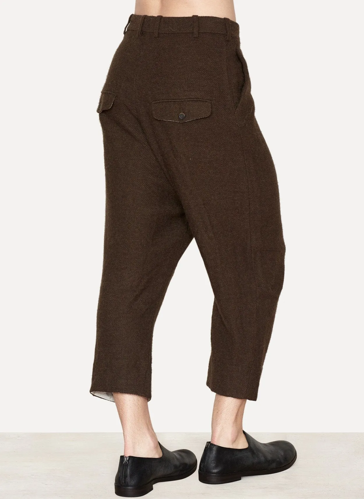 Marron Linen Alpaca Tailored Baggy Pants