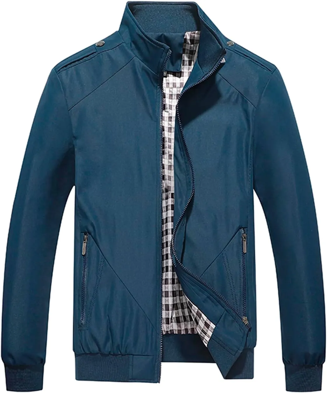 Men's Lightweight Full Zip Jacket Stand Collar Thin Outerwear Windbreaker Golf Zipper Coat Casual Bomber Jackets