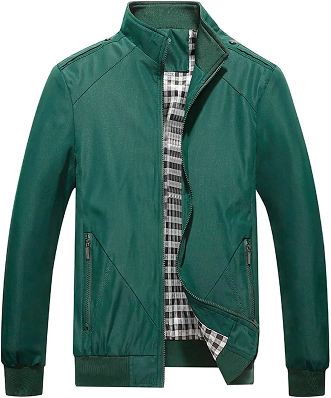 Men's Lightweight Full Zip Jacket Stand Collar Thin Outerwear Windbreaker Golf Zipper Coat Casual Bomber Jackets