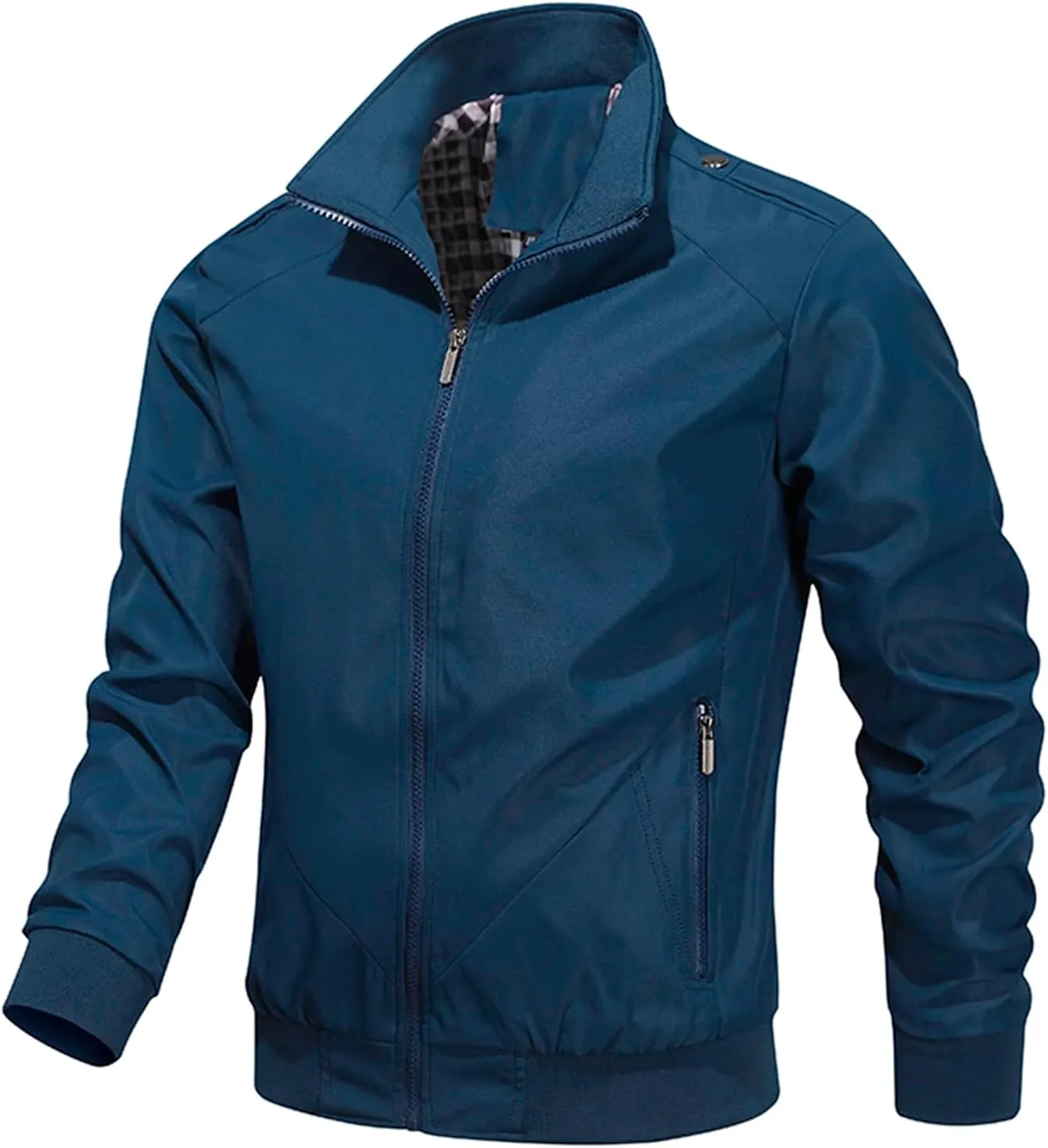 Men's Lightweight Full Zip Jacket Stand Collar Thin Outerwear Windbreaker Golf Zipper Coat Casual Bomber Jackets