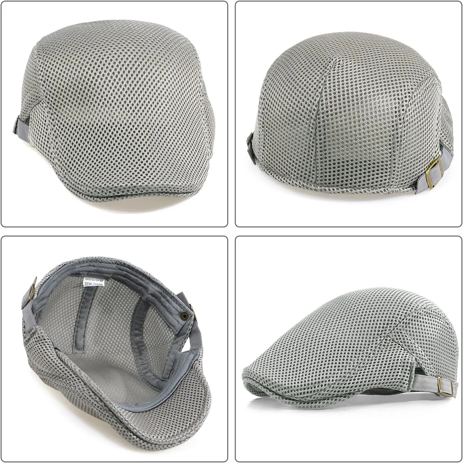 Men's Mesh Cap Breathable Summer Newsboy Hat Adjustable Beret Ivy Cap Irish Cabbie Driving Hunting Hats