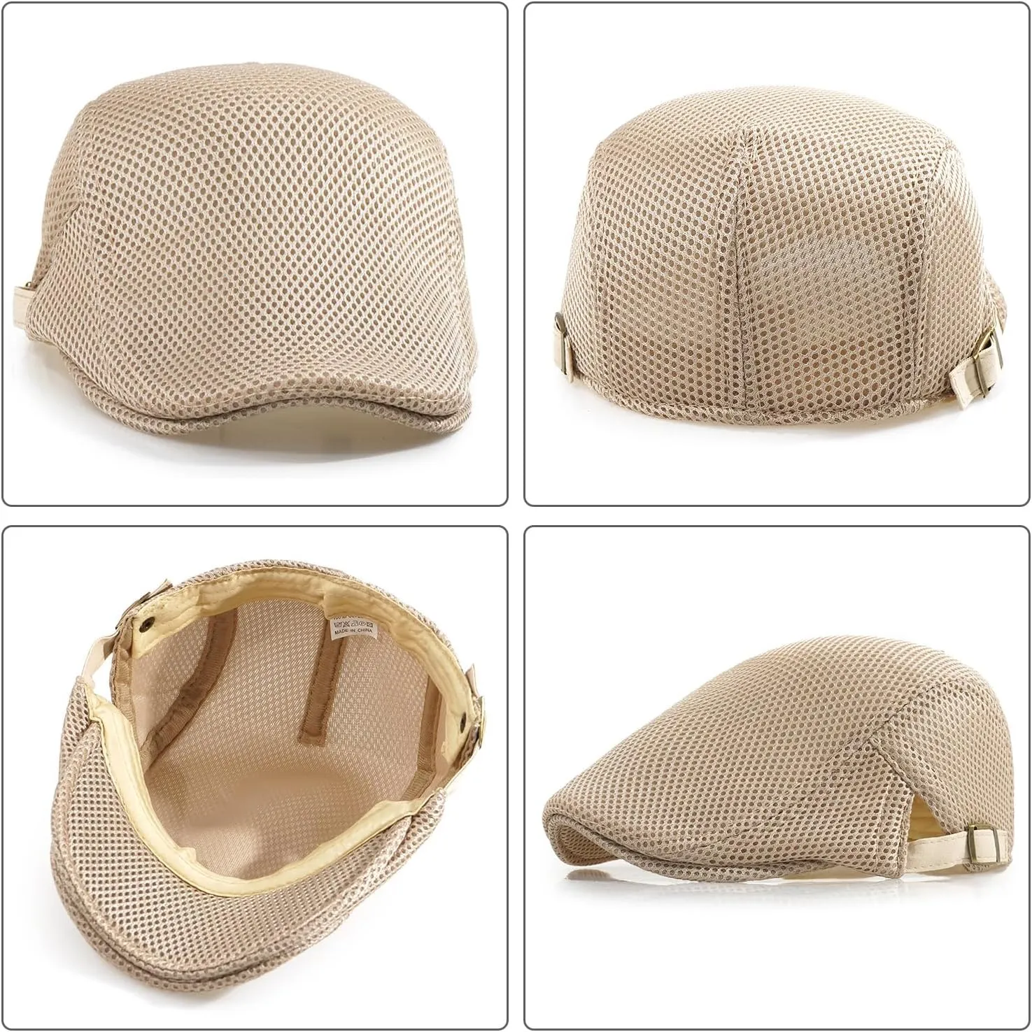Men's Mesh Cap Breathable Summer Newsboy Hat Adjustable Beret Ivy Cap Irish Cabbie Driving Hunting Hats