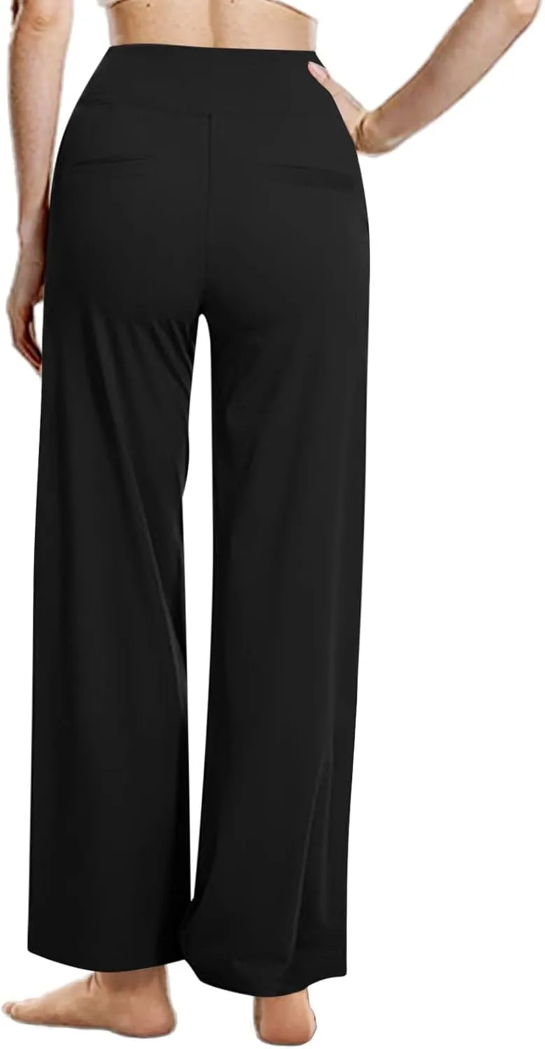 Ruziyoog Wide Leg Pants for Women High Waisted Palazzo Pants Business Work Trousers Long Straight Suit Pants with Pockets