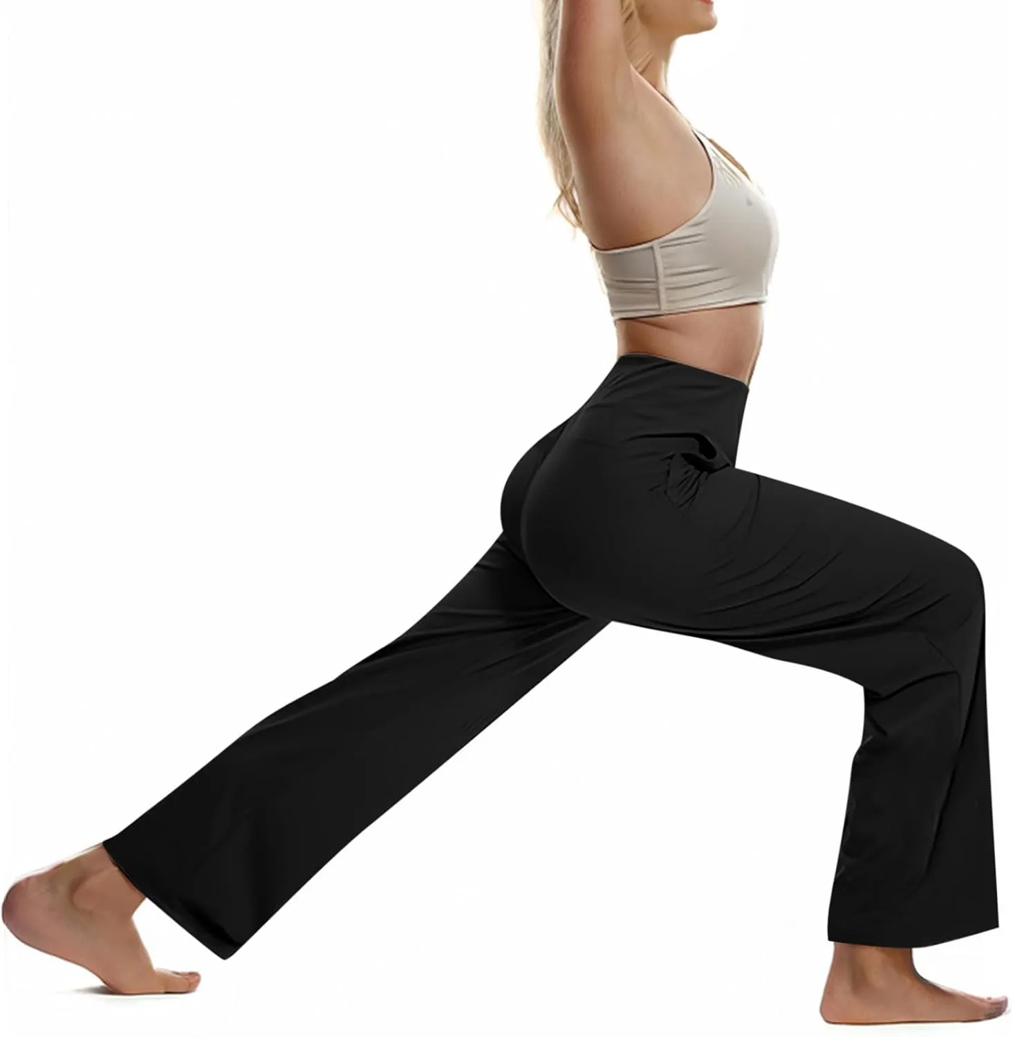 Ruziyoog Wide Leg Pants for Women High Waisted Palazzo Pants Business Work Trousers Long Straight Suit Pants with Pockets