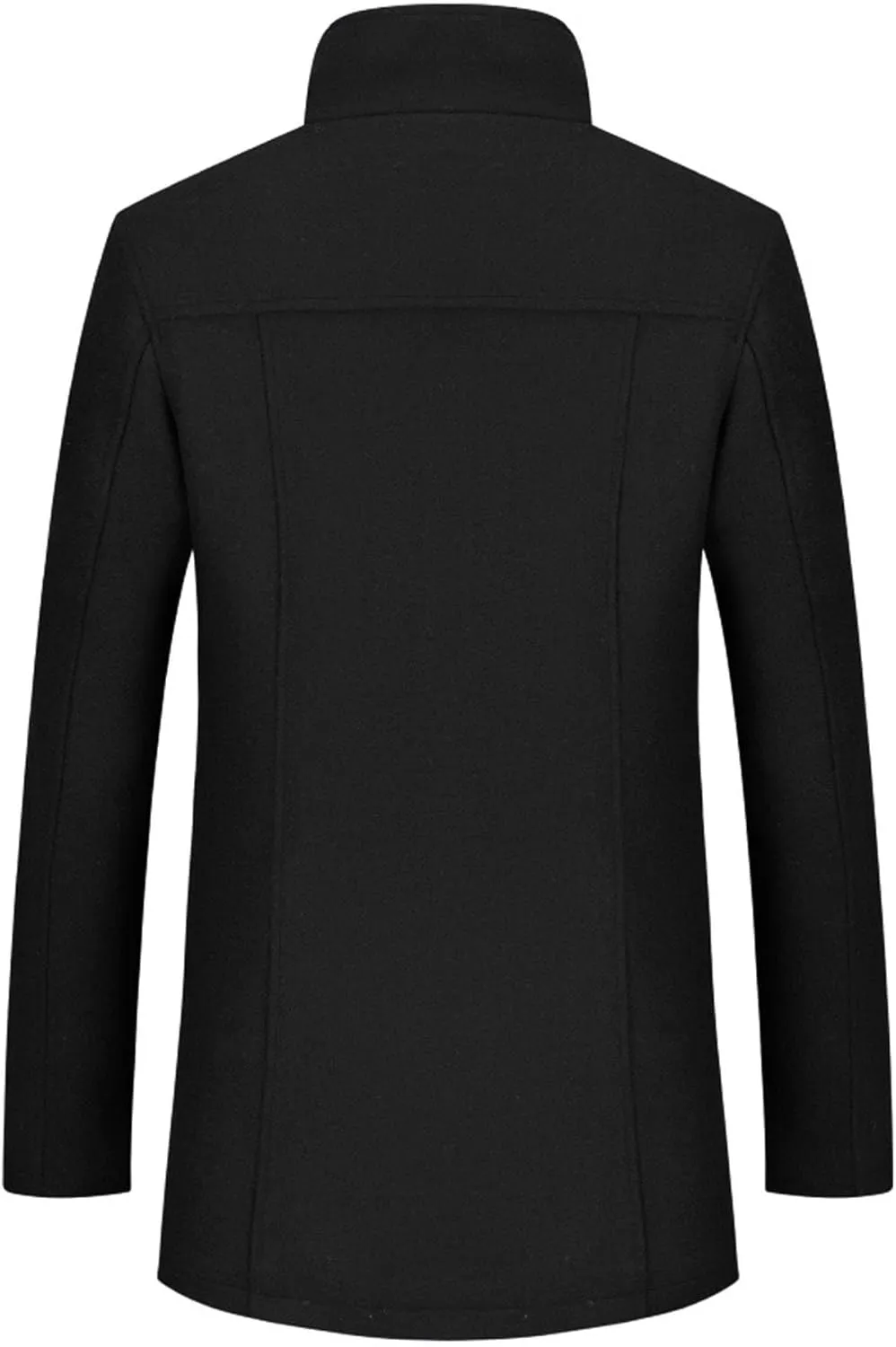 SOMTHRON Men's Wool Blend Trench Coat Stand Collar Zip Up Mid Long Winter Quilted Lined Peacoat Overcoat with Pockets