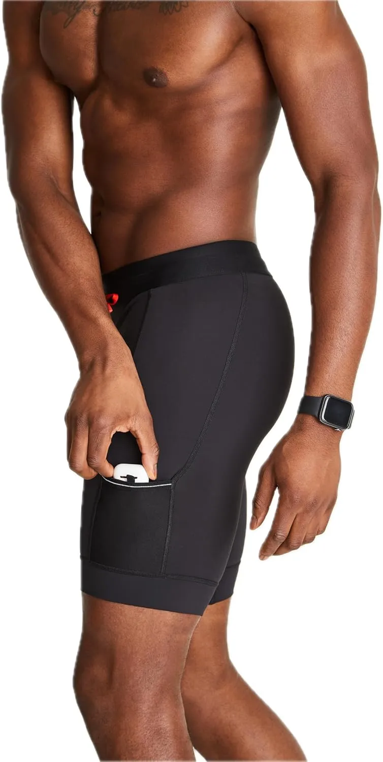 WOLACO Sprint Half Tight Compression Shorts with Phone Pocket for Men