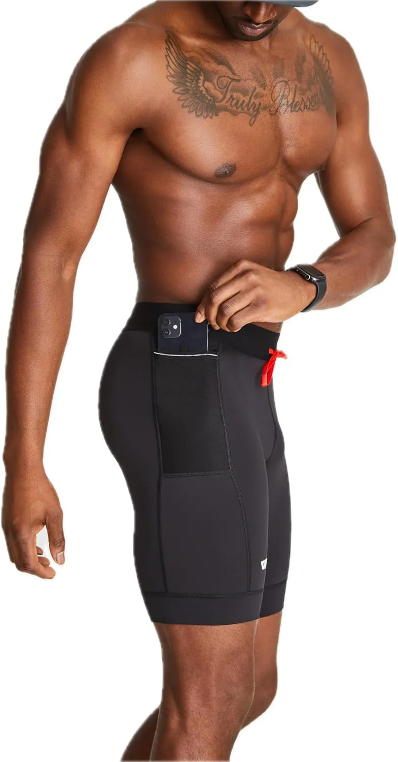 WOLACO Sprint Half Tight Compression Shorts with Phone Pocket for Men