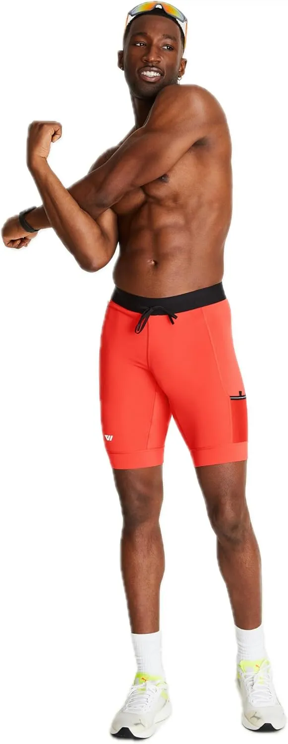 WOLACO Sprint Half Tight Compression Shorts with Phone Pocket for Men