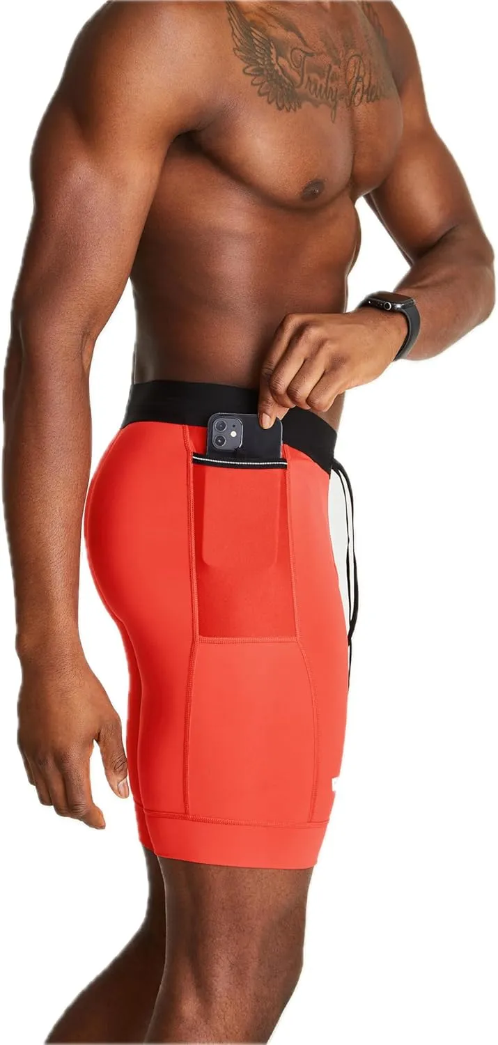 WOLACO Sprint Half Tight Compression Shorts with Phone Pocket for Men