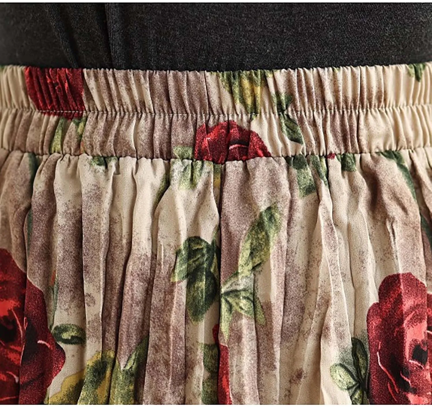 Womens Maxi Skirt Summer Elastic High Waisted Boho Floral Dressy Casual Beach Flowy Swing Long Skirts with Pockets