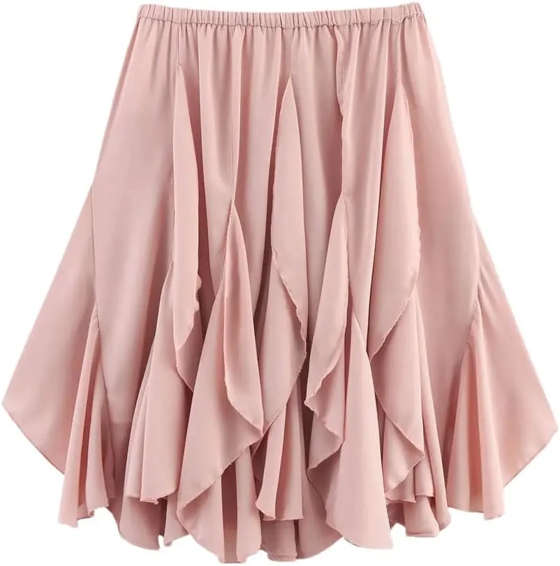 Women's Ruffled High Waist Mini Skirt Casual Summer Asymmetric Slim Skirt
