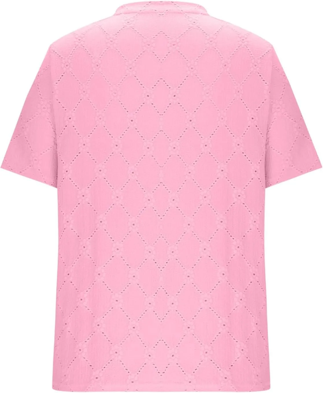 Women's Summer Tops Casual Crew Neck Short Sleeve Eyelet Embroidered Hollow Out Blouses Loose Fit Shirts