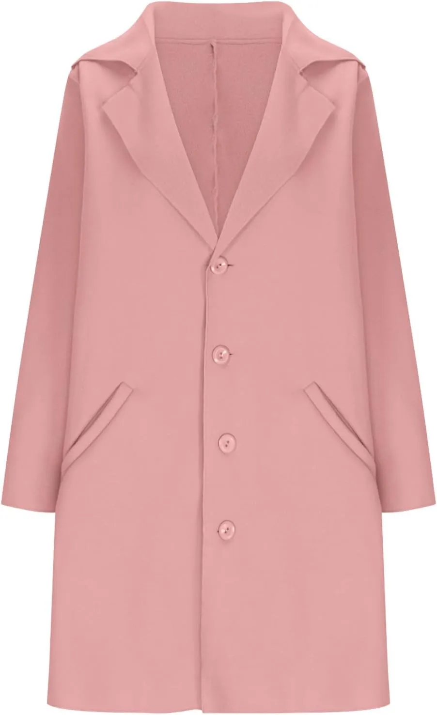 Women's Wool Trench Coat Elegant Single Breasted Pea Coat Casual Notch Lapel Long Winter Coats Long Sleeve Overcoat